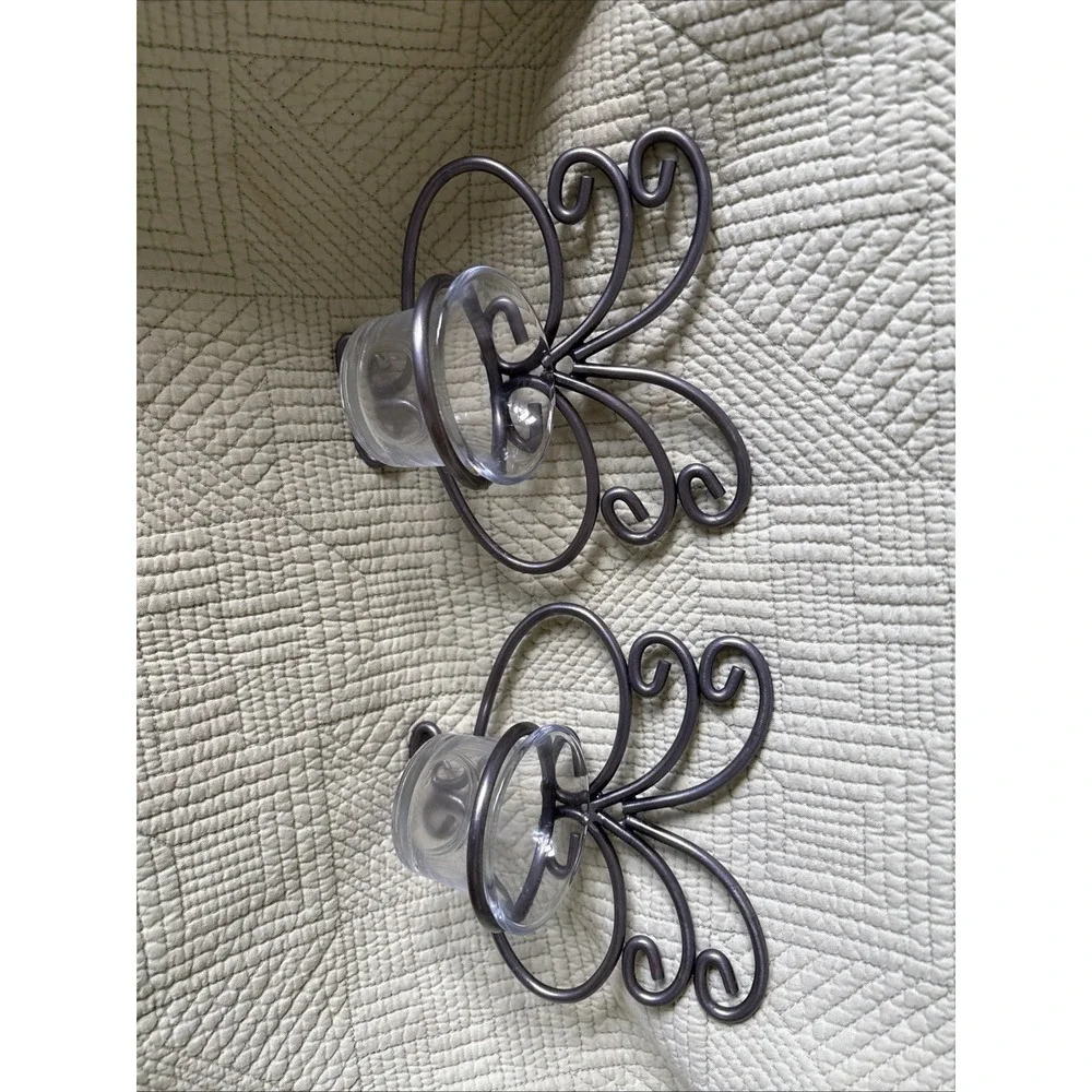 NEW - 2 Piece Tea Light Candle Holder Wall Sconces Silver